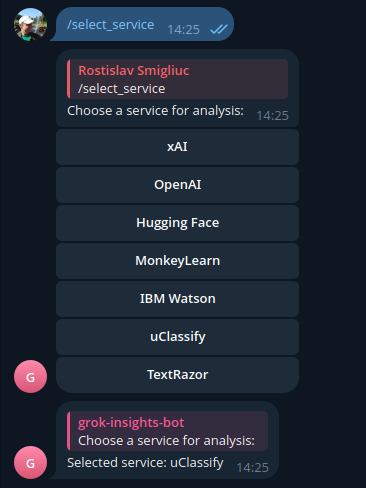 Select service screenshot
