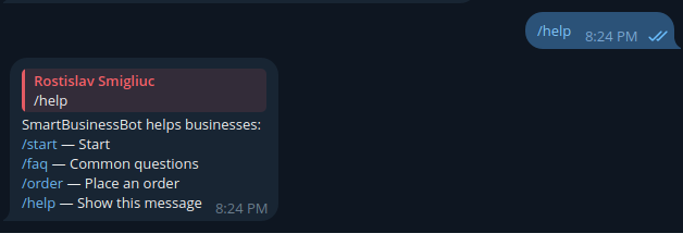 Help command screenshot